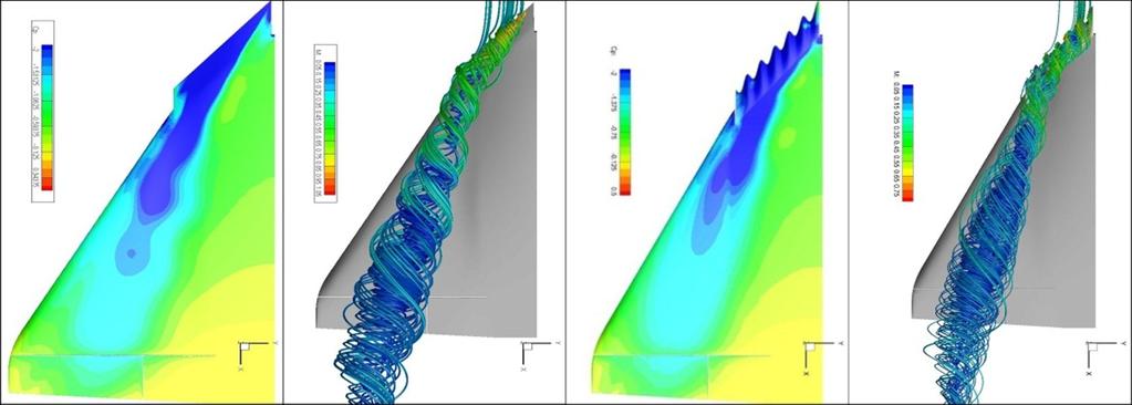 Flow Field Classification The simulations are conducted on the double delta wing with tubercle leading edge to understand the effects of protuberances on the control