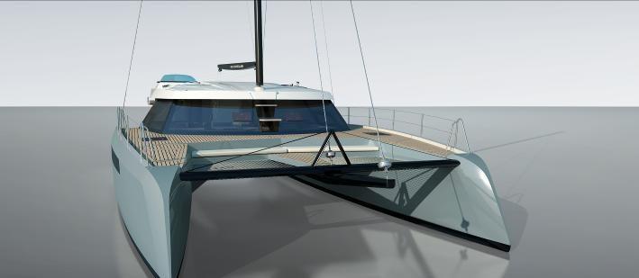 PERFORMANCE The Alpha 42 catamaran employs race tested, proven state of the art solutions such as an integrated carbon fiber bowsprit, optional daggerboards or carbon rotating mast and synthetic