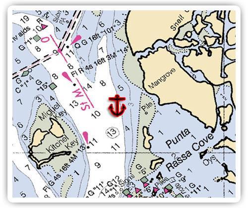 a GPS chartplotter is not recommended Swing Room: sufficient swinging room for vessels as large as 36 feet Shelter: fair to poor; open to northern, southern and northwestern winds 30.
