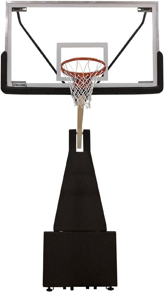 of ballast Rolls on eight - 6 x 2 urethane wheels for maximum load dispersion Shot clock holder with wiring, and logo pads sold separately System includes: SuperGlass CollegiateSB Backboard (42 x 72