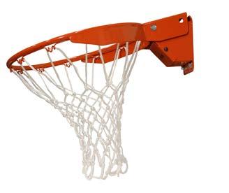 automatically release and pivot downward. The amount of force required to release the goal is adjustable. Once the force is removed, the rim will return to play position.