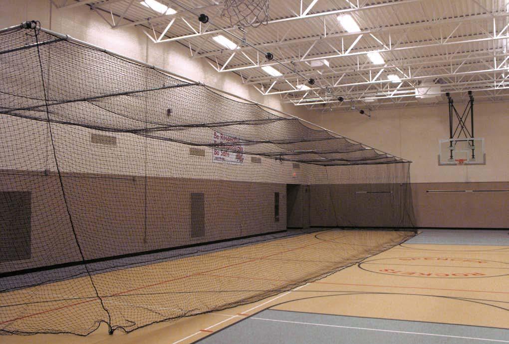 BATTING CAGES BATTING CAGE Designed for indoor use only Frame is constructed of zinc-coated pipping Minimum ceiling height requirement of 17' Cast fittings connect perimeter 1 hp electric motor