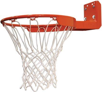 hs & Rec Fixed goal for playground use 5/8 diameter support arm for superior strength Continuous ram horn net system Universal mounting pattern is compatible with 48 and 42 backboards Nylon net and