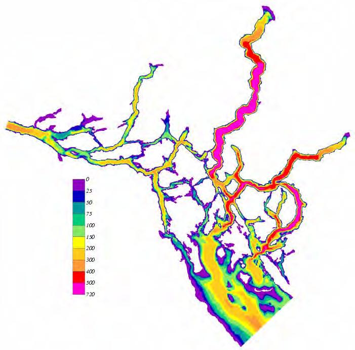 Water Circulation Model for the Discovery Islands Temperature Fish farm locations