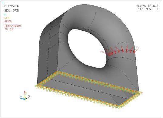 3. FINITE ELEMENT MODELING 3.1 FE model The finite element model of the Panama chock is modeled in Ansys 12.0.