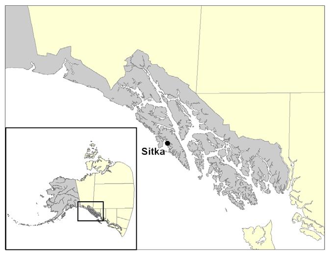 Figure 1. Sitka Location and Vicinity Maps.