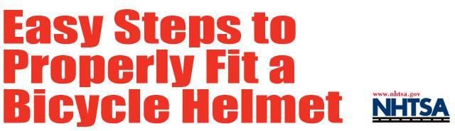 It s not enough to simply buy a bicycle helmet it should be properly fitted, adjusted, and worn each time you ride. The Proper Helmet Fit Helmets come in various sizes, just like hats.