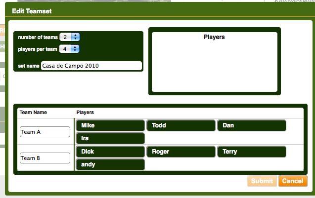 players in the team set. This is a very powerful feature when coupled with score by team roster and will be discussed further in this section. Besides creating teams, you can also create groups.