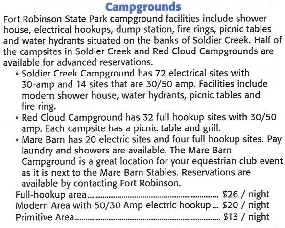 Fort Robinson State Park, Phone: (308) 665-2900 Motel 6 Chadron, Phone: (308)