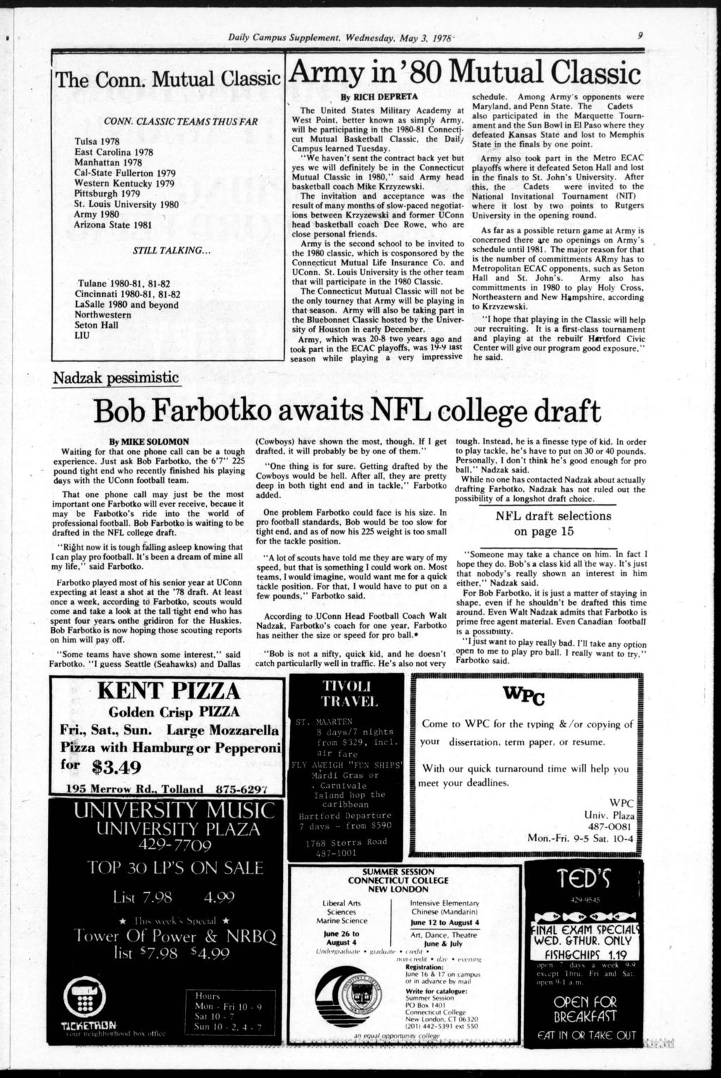 Daly Campus Supplement, Wednesday, May 3, 1978 The Conn. Mutual Classc CONN.