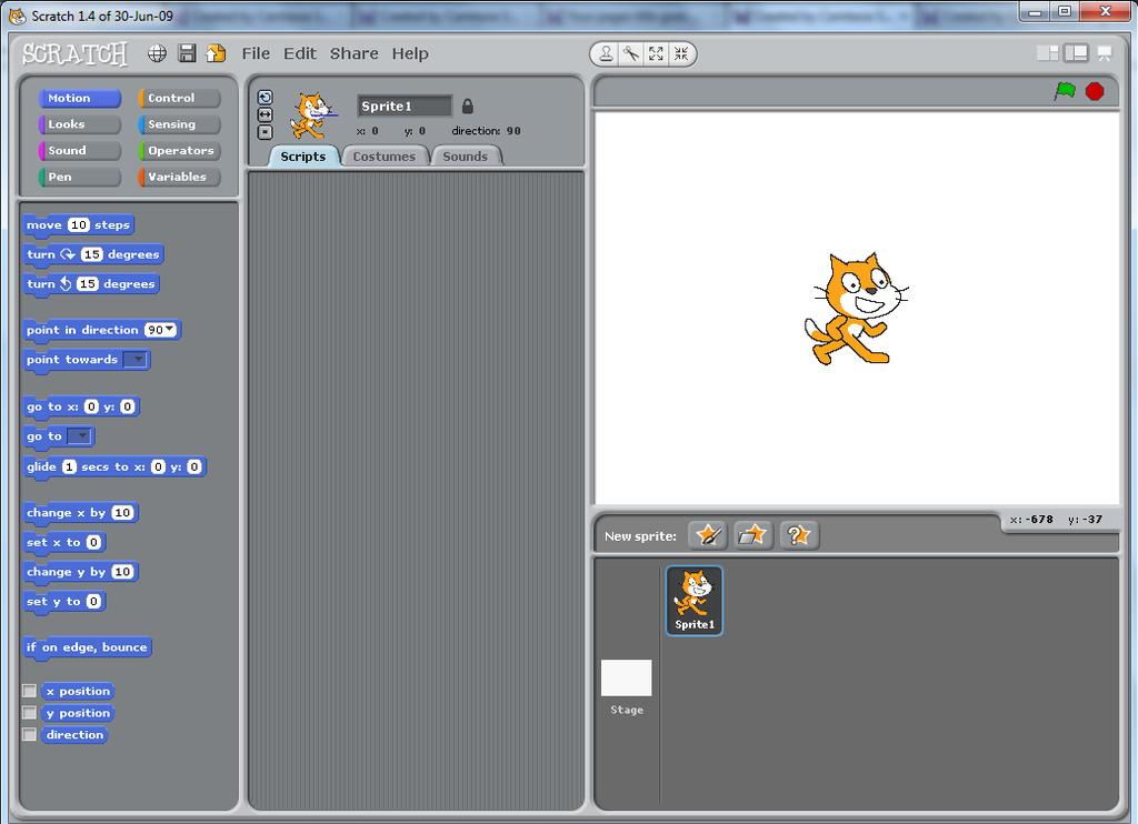 Getting Started Open SCRATCH 1. Save As. 2. H Drive. 3. SCRATCH PROJECTS. 4.