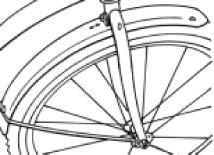 Step 1 Front Fender Assembly NOTE: If Bicycle does not have a front fender, go to Step 2. 1. With the fork turned forward, lean the bicycle against the wall. 2. Place the fender in the fork with the upper mounting tab on the rear side of the fork.