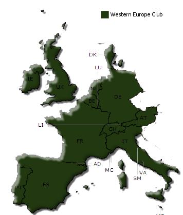 Figure: 6.4.3 West Europe Club 6.4.3. All iracing.com Members not residing in locations as shown in Figures 6.4.2 and 6.4.3 will be assigned to the International Club. 6.5. Club Structure 6.5.1.