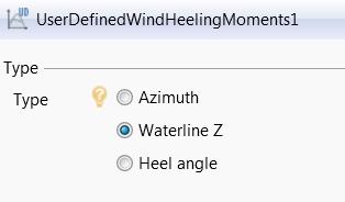 User defined wind heeling moments The user will be able to input multiple