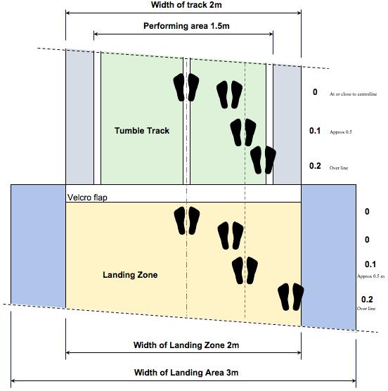 Tumble Faults Application 0.1 0.2 0.3 or > 3.7 Performing along the Centre Line (0.2) Elements should be performed along the centre of the track and landing area.