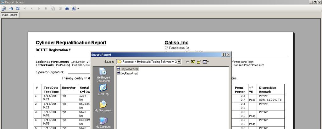 Fig 30: Export Report Save Option The reports can be exported for further customizing, and or saved for back-up in the file formats