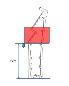 Figure 2: Allowable Distance from Foot to Leg To achieve an energy efficient foot without the use of motors or actuators, the feet must be of a curved rather than flat design.