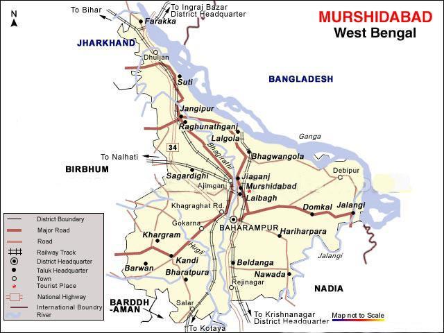 The district Murshidabad has its own heritage and great historical back ground. The district is divided into two parts by the river Bhagirathi, namely rarh and bagri.