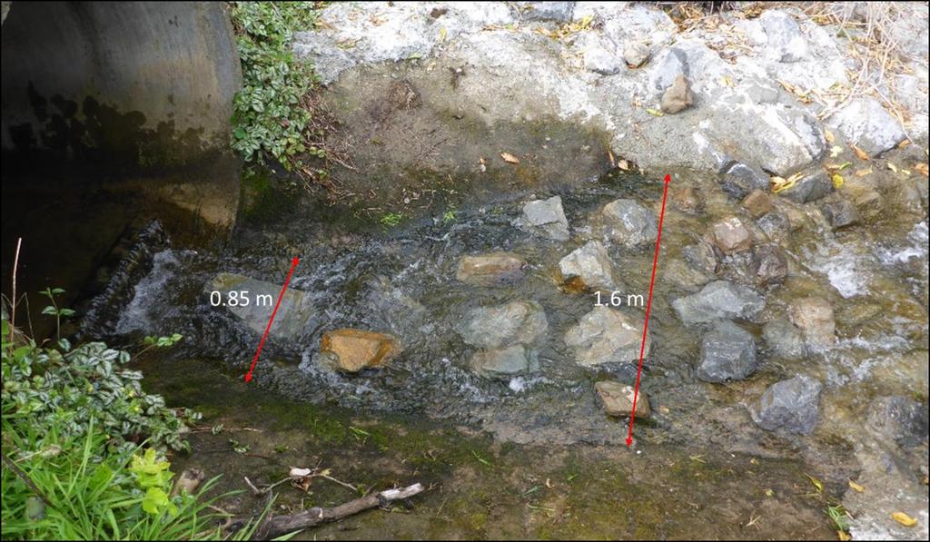 1.32 Figure 6-14: Wetted widths measured across the culvert apron after installing boulder baffles. Flow was approximately 0.015 m 3 s -1. 0.12 0.12 0.12 0.12 0.12 0.12 0.12 0.25 0.20 0.
