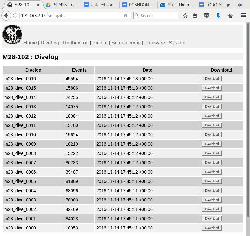 DIVE LOG When the M28 is connected to a PC/Mac or other device through Wi-Fi, it is possible to download dive log files.