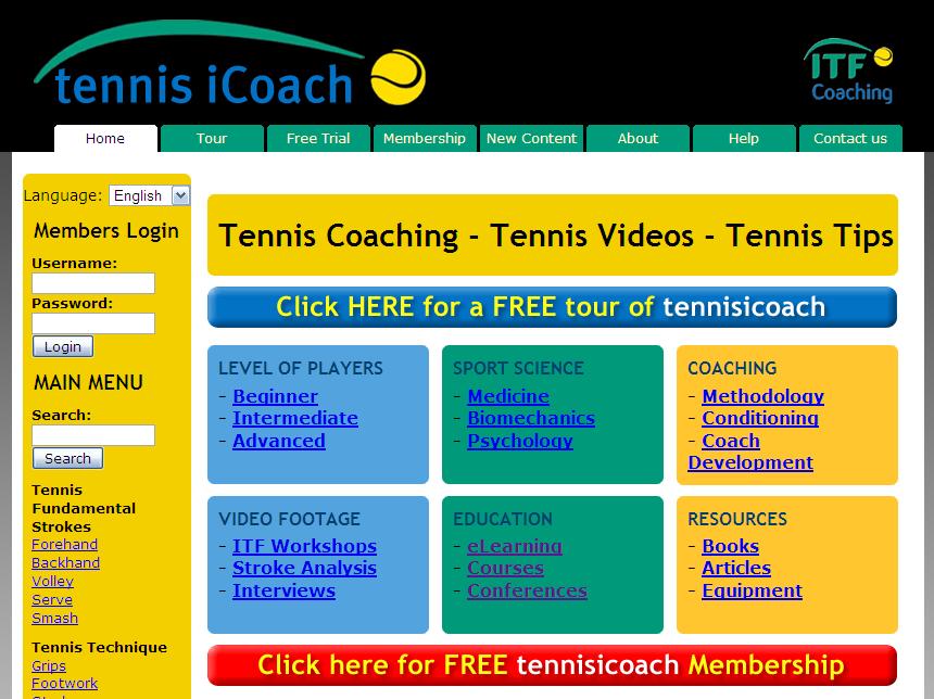 Tennis icoach The ITF s New Members Only tennis coaching website.