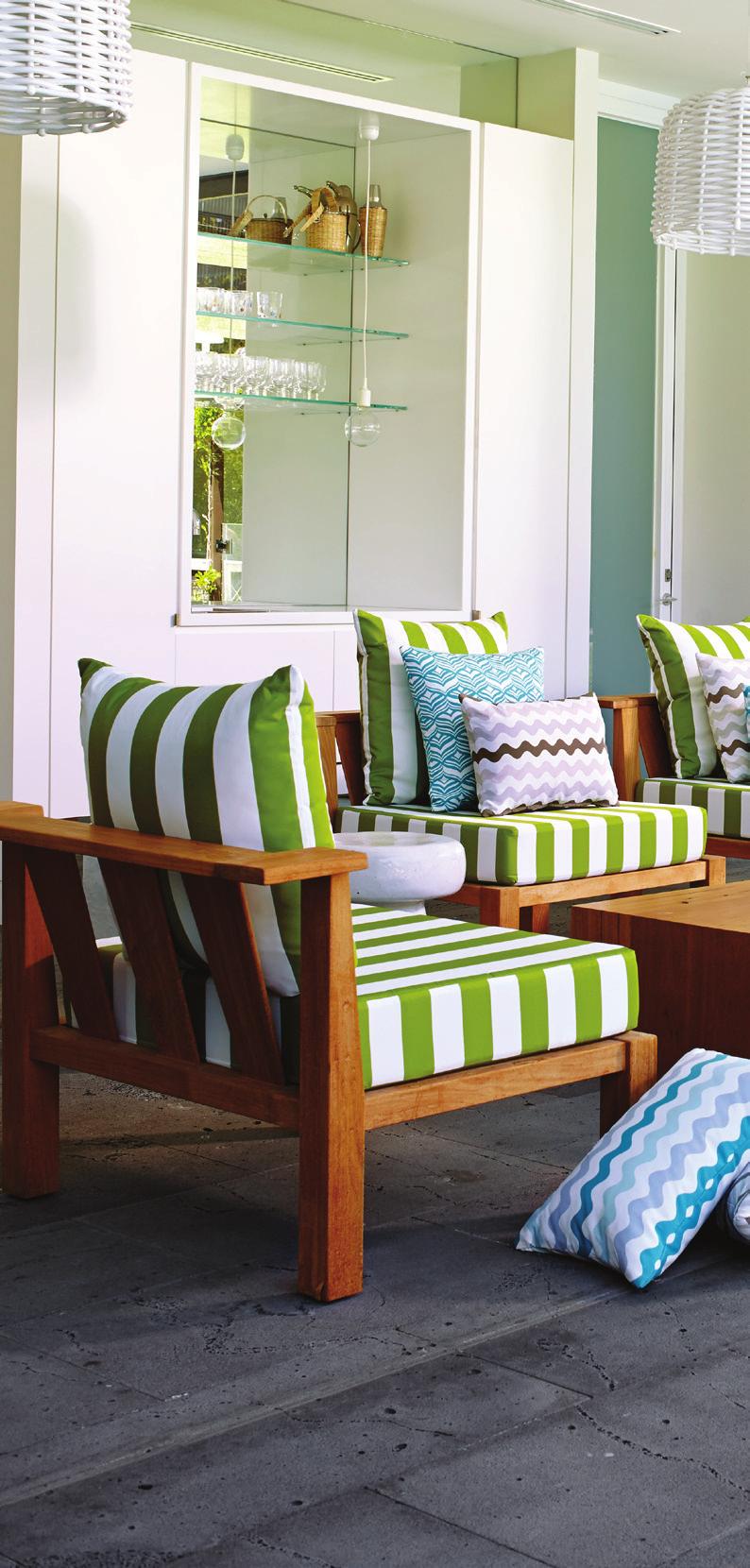 Chairs: Mallacoota Lime Scatter cushions Left-Right: Avoca Turquoise, Merimbula