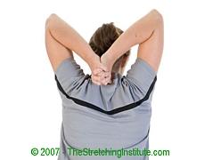 Reaching-down Triceps Stretch: Reach behind your head with both hands