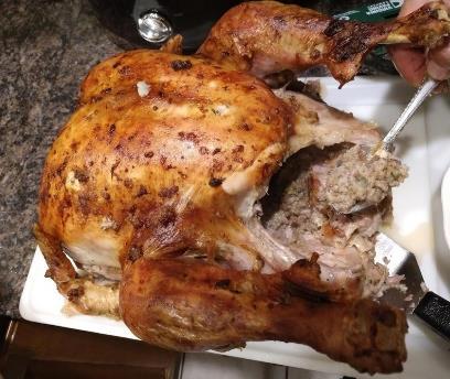 To Prepare the Turkey(s) for Stuffing: Place extra stuffing in baking dishes with a tad of bacon drippings on top. If using a frozen bird, make sure it is completely thawed before preparing!
