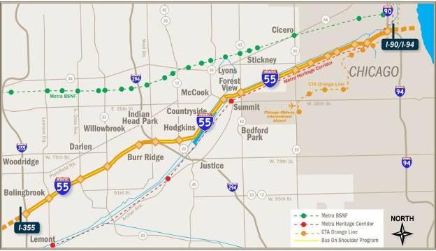 1.1 Project Location Interstate 55 (I-55), commonly referred to as the Stevenson Expressway in Cook County, provides the primary southwest-northeast roadway access to the Chicago Central Business