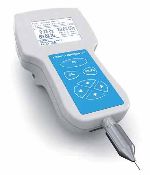 OXYBABY 6.0 for O 2 or O 2 /CO 2 Cordless hand held oxygen or combined oxygen and carbon dioxide analyser for checking modified atmospheres in food packs.
