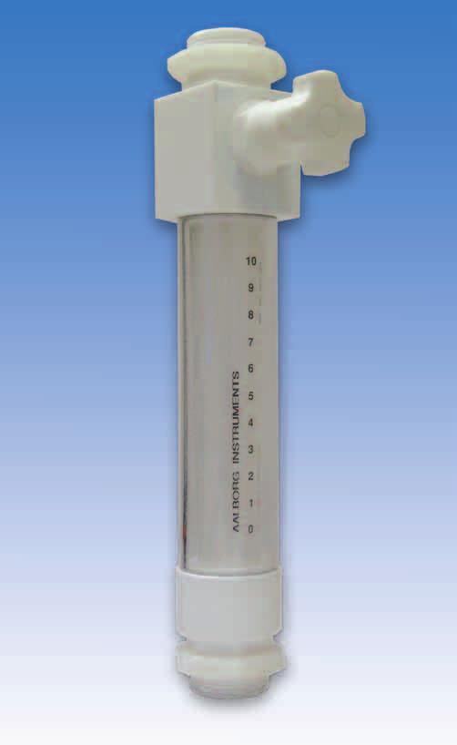 IN LINE PTFE FLOW METER F Made entirely of PTFE, PFA, and PCTFE, the Model F flow meter is excellent for high-purity