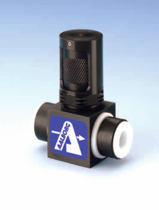 PTFE NEEDLE VALVES VT MVT TM Metering valves are constructed of PTFE and PCTFE materials. Non-fluid contacting external parts are made of anodized aluminum.