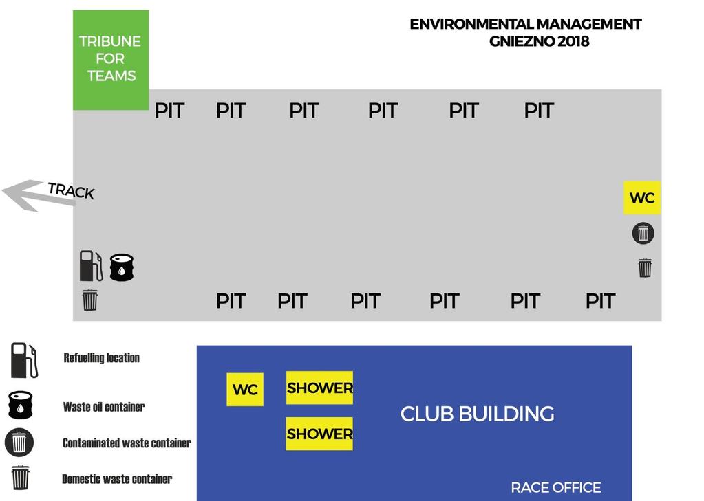 Environmental Management Map: To support the Environmental Management Plan, organisers are required to provide a map of the venue showing clearly the location of the following facilities: a.