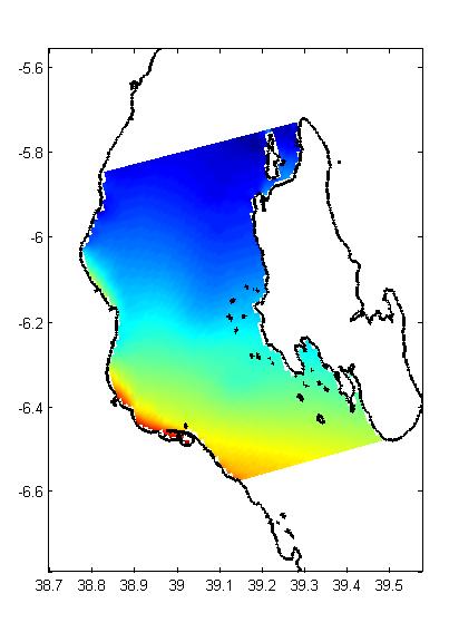 Results NE wind (January) Sea surface elevation shows a variation of 1.