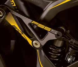 Four bar DH Suspension with optimum leverage ratio curve through the complete suspension travel, perfectly tuned to the FOX DHX RC4 shock with adjustable