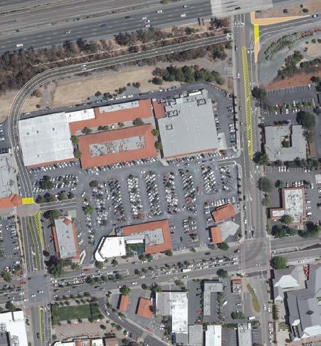 Northbound Moraga Road Connector Extend Moraga Road north of Mount Diablo Boulevard through the shopping center, between Safeway and McCaulou s, to connect with 1 st Street opposite the State Route