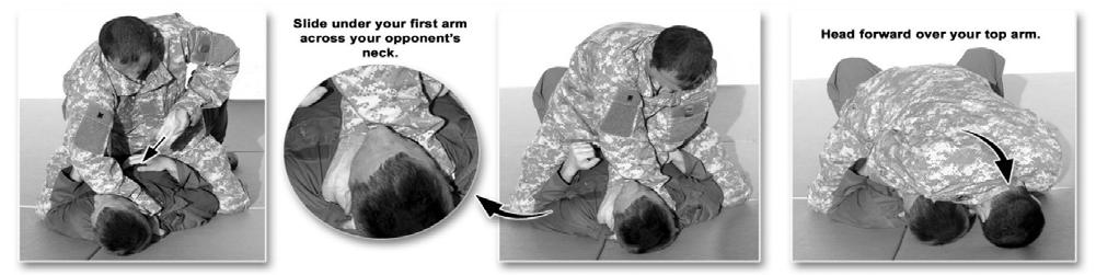 BASIC COMBATIVES FINISHING TECHNIQUES GROUND GRAPPLING BASIC FINISHING MOVES CROSS-COLLAR CHOKE FROM THE MOUNT AND GUARD (continued) 1) Release the grip of your non-dominant hand, and move your