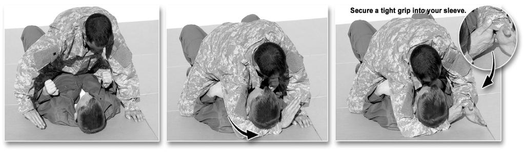 BASIC COMBATIVES FINISHING TECHNIQUES INTERMEDIATE BODY POSITIONING MOVES ATTACKS FROM THE MOUNT SLEEVE CHOKE Unlike other choking techniques, the sleeve choke does not require the opponent to wear a