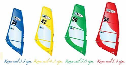 Concept: long board race The Kona is a no-cam power slalom sail. It is your best choice for a sail designed specifically for cruising on longboards or big freeride stuff.