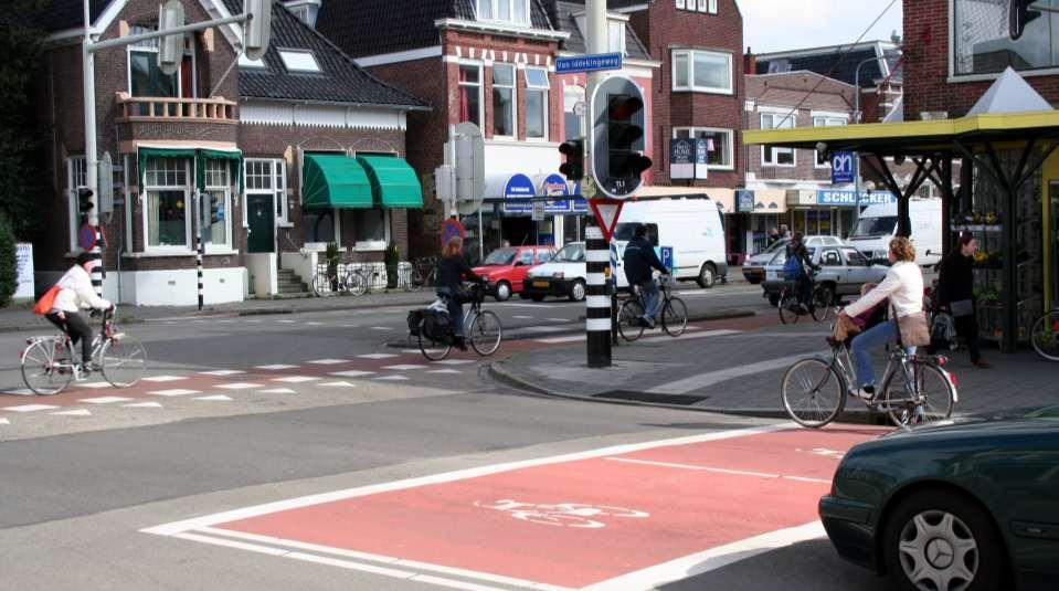 Traffic lights inflated bicycle lane