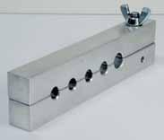 #RAVC Aluminum Shaft Clamp Five non-marking shaft diameter holes (.335,.350,.370,.400 &.500) Covers the range of shafts offered today. Great for removing or installing ferrules.
