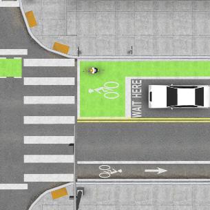 COST TYPICAL APPLICATION REQUIRED RECOMMENDED PREFERRED INTERSECTION TREATMENTS: BIKE BOX $$ Signalized intersection with high volumes of motorists or bicyclists Frequent motorist right turns or