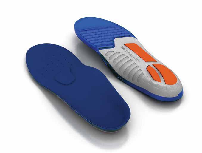 cushioning Spenco GEL Exclusive Spenco Multi-density Thermoplastic Rubber (TPR) Gel creates targeted support and cushioning with 44% energy return for all-day comfort.