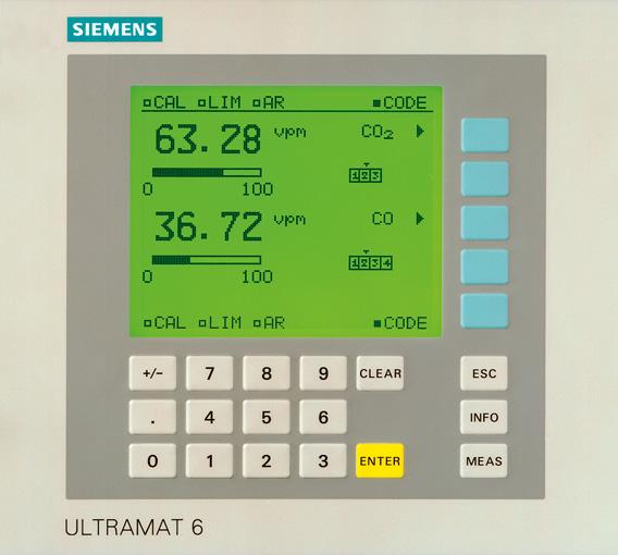 Siemens AG 208 Extractive continuous process gas analysis Display and control panel Large LCD panel for simultaneous display of: - Measured value (digital and analog displays) - Status bar -
