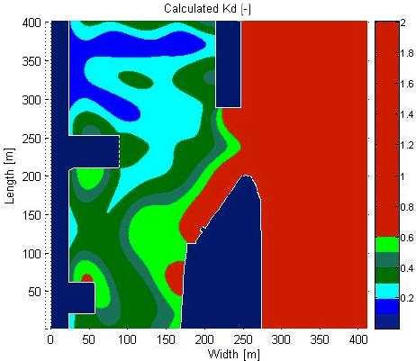 COASTAL ENGINEERING 2010 11 Figure 13. Contour plot of k d values - detail of the initial configuration at the entrance of Montgomery dock (Stratigaki and Troch 2010b). Figure 14.