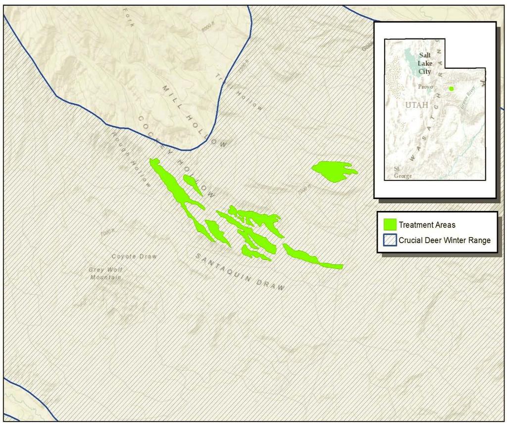 Figure 2. The Cockey Hollow restoration area on crucial winter range northeastern Utah. 3.