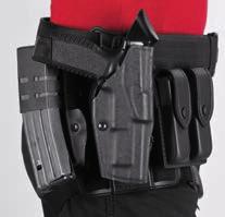 with more stability, eliminating leg shroud movement Sits low enough for use with body armor and in