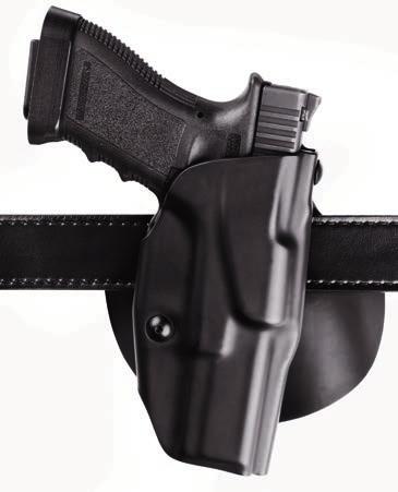 (Automatic Locking System) secures weapon once holstered; simple straight up draw once ALS is deactivated by thumb while obtaining shooting grip Injection-molded paddle design is