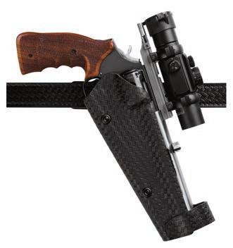 FORENSICS Features dual-tension screws on the holster body, one in back of cylinder and the other in back of barrel, allowing a balanced retention of the handgun Loop lined belt tab provides a firm