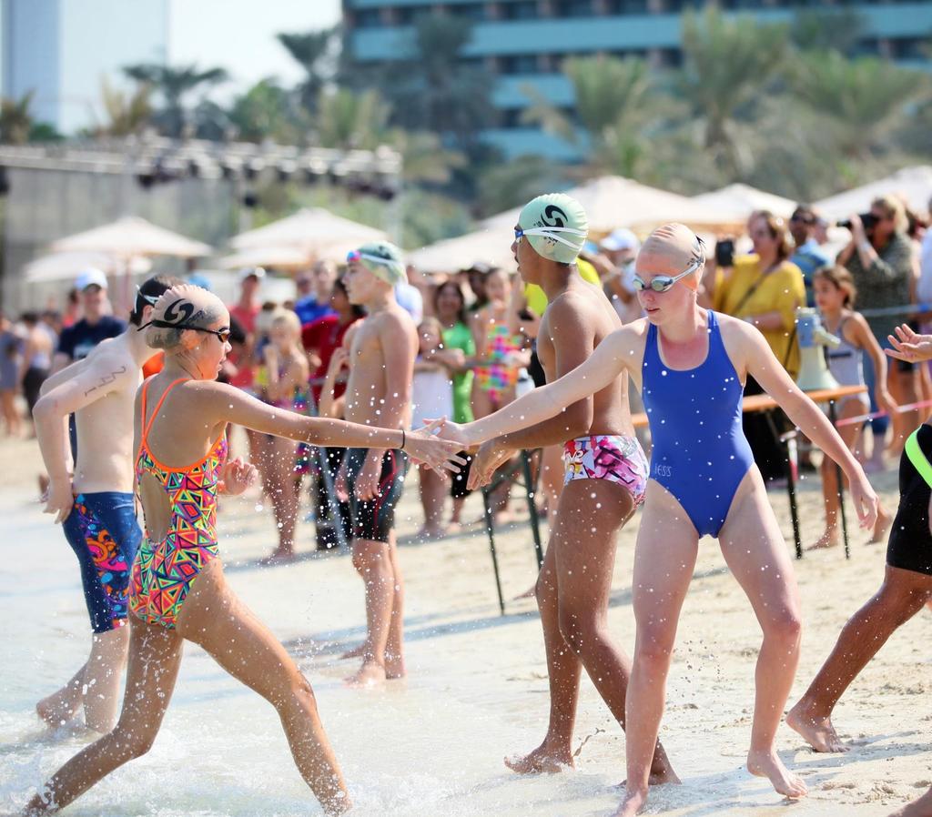 respective event and event is determined by the eldest swimmer in the team. Younger swimmers may swim up an age group / event but older swimmers may not swim down an age group / event.
